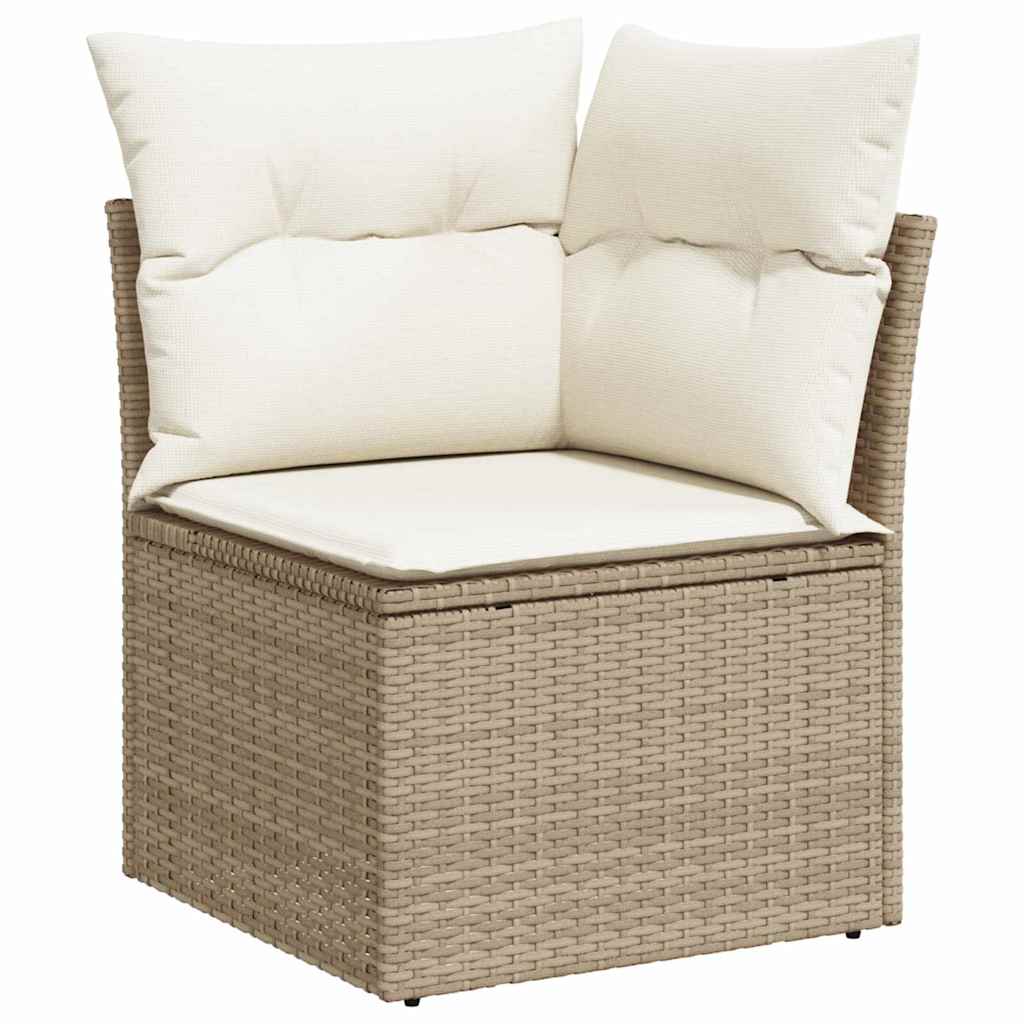 Garten-Sofa-Set mit Speicher 8 pcs Beige Poly Rattan